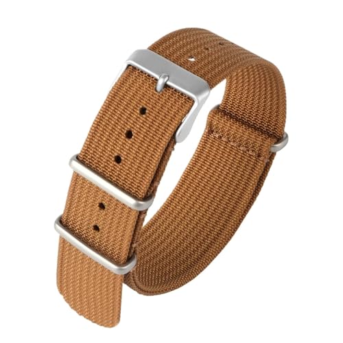 18 mm 20 mm 22 mm Nylon-Uhrenarmband mit Edelstahlschnalle als Ersatz for Canvas-Armband(Brown,22mm) von MUXUMAO