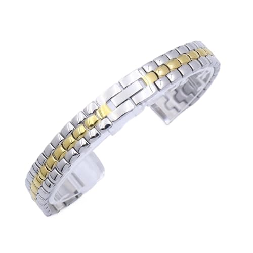 6 mm 8 mm 10 mm 12 mm 14 mm Damen-Uhrenarmband, Edelstahl-Uhrenarmband, universelles Ersatzarmband(Silver Gold,16mm) von MUXUMAO