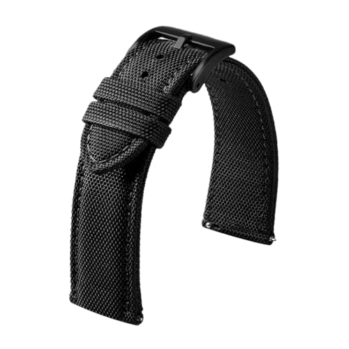 Doppelseitiges Nylon-Uhrenarmband, Schnellverschluss-Canvas-Band 20 mm 22 mm, Herren-Uhrenarmband(Black 2,22mm) von MUXUMAO