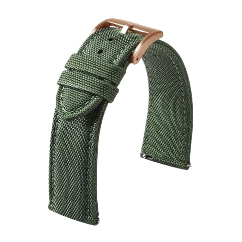 Doppelseitiges Nylon-Uhrenarmband, Schnellverschluss-Canvas-Band 20 mm 22 mm, Herren-Uhrenarmband(Green,22mm) von MUXUMAO