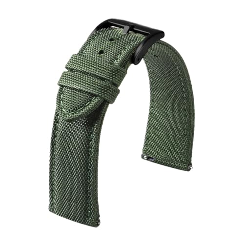 Doppelseitiges Nylon-Uhrenarmband, Schnellverschluss-Canvas-Band 20 mm 22 mm, Herren-Uhrenarmband(Green 2,20mm) von MUXUMAO