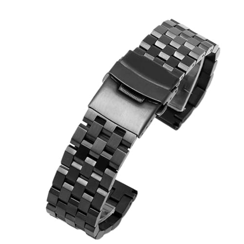 Edelstahl-Uhrenarmband 18 mm 20 mm 22 mm 24 mm 26 mm Herren-Faltschließe Universal-Uhrenarmband(Black,22mm) von MUXUMAO