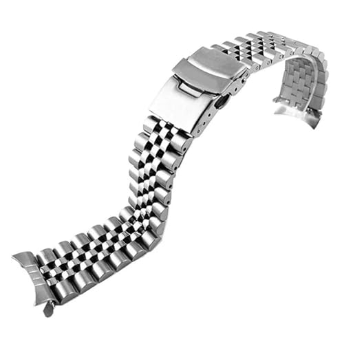 Edelstahl-Uhrenarmband for Damen und Herren, 19 mm, 20 mm, 24 mm, 22 mm, 24 mm, gebogenes silbernes Metallarmband(Silver1,19mm) von MUXUMAO