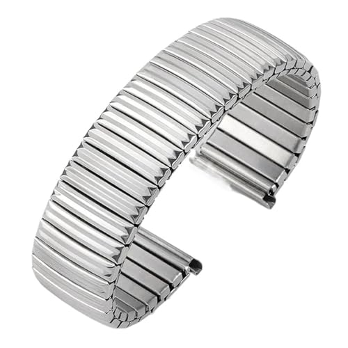 Elastisches Uhrenarmband aus Edelstahl, 12 mm, 14 mm, 16 mm, 18 mm, 20 mm, Metall, Stretch-Erweiterung, for Herren und Damen, Universalband(Silver,14mm) von MUXUMAO