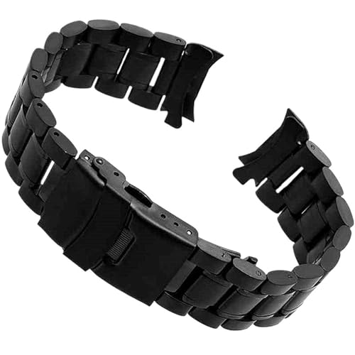 Ersetzen Sie 18 mm 20 mm 22 mm 24 mm Edelstahl-Uhrenarmband mit gebogenem Ende, Uhrenarmbänder for Damen und Herren, Metall-Uhrenarmband(Black,18mm) von MUXUMAO