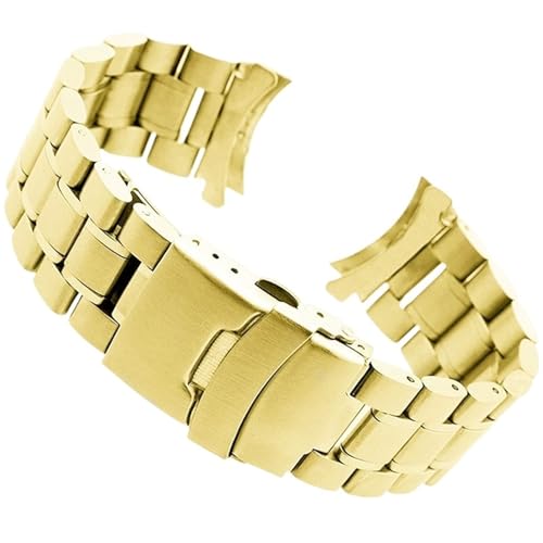 Ersetzen Sie 18 mm 20 mm 22 mm 24 mm Edelstahl-Uhrenarmband mit gebogenem Ende, Uhrenarmbänder for Damen und Herren, Metall-Uhrenarmband(Gold,22mm) von MUXUMAO