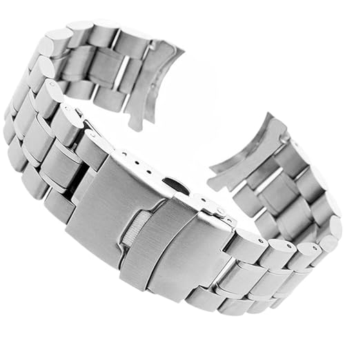Ersetzen Sie 18 mm 20 mm 22 mm 24 mm Edelstahl-Uhrenarmband mit gebogenem Ende, Uhrenarmbänder for Damen und Herren, Metall-Uhrenarmband(Silver,24mm) von MUXUMAO