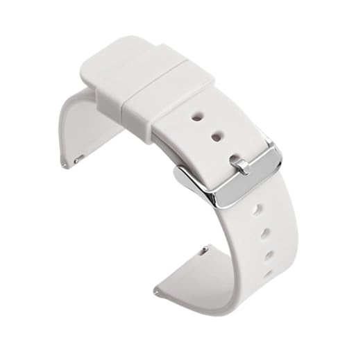 MUXUMAO 10/12/14/16/18/20/22/24 mm for Herren Schnellverschluss-Silikonarmband Smart Watch Band(White,24mm) von MUXUMAO