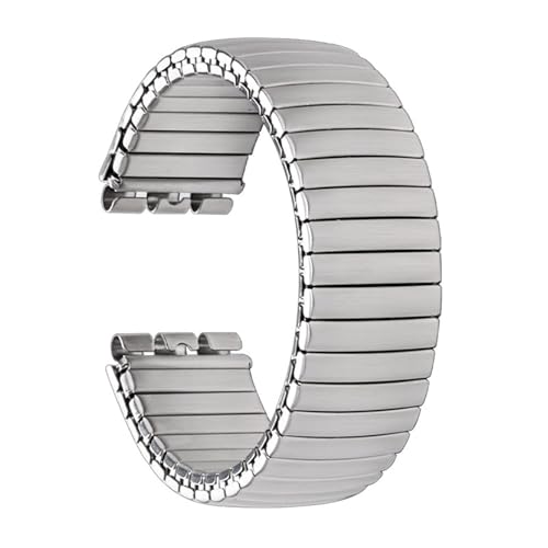 MUXUMAO 17mm 20mm Edelstahl Metall Elastisches Armband for Uhren Stretch-Dehnband Herren Damen(Silver-Matte_20mm) von MUXUMAO