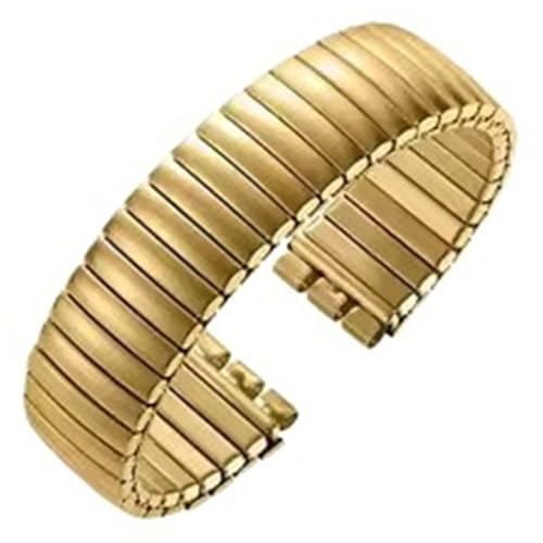 MUXUMAO 17mm 20mm for Uhrenarmband Elastisches Uhrenarmband Aus Metall Stretch-Erweiterung Edelstahl Uhrenarmband Männer Frauen Ersatz(Gold-Matte_17mm) von MUXUMAO