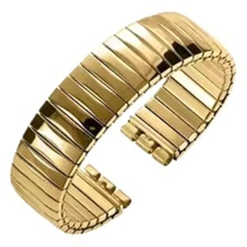 MUXUMAO 17mm 20mm for Uhrenarmband Elastisches Uhrenarmband Aus Metall Stretch-Erweiterung Edelstahl Uhrenarmband Männer Frauen Ersatz(Gold-Polished_17mm) von MUXUMAO
