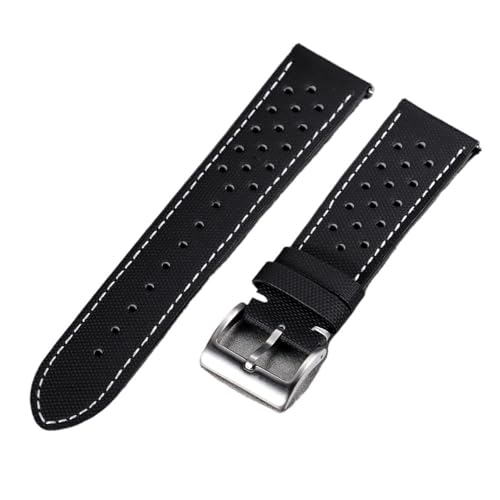 MUXUMAO 18/20/22mm Nylon Segeltuch Straps Uhren Männer Frauen Quick Release Uhr Band(Black 2,22mm) von MUXUMAO
