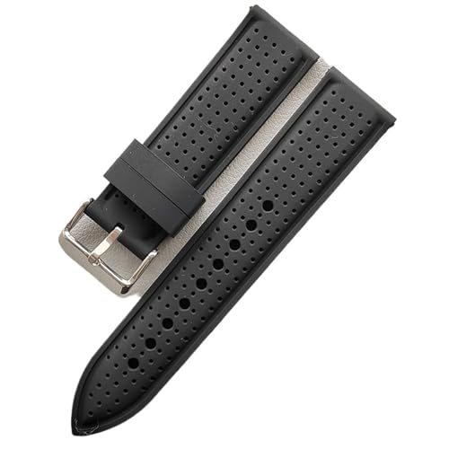 MUXUMAO 20mm 22mm 24mm Weiches Silikonkautschuk-Uhrenarmband Männer Frauen Sport Atmungsaktives Armband Ersatzarmband(Black Black_20mm) von MUXUMAO