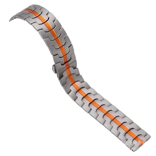 MUXUMAO 20mm 22mm Breite Schnellverschluss Voll Edelstahl Armband Armbanduhr Universal Uhrenarmband(Titanium orange_20mm) von MUXUMAO