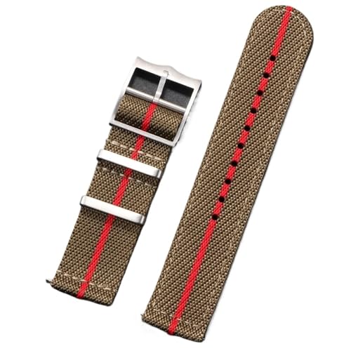 MUXUMAO 20mm 22mm Nylonband for Uhrenarmband gewebtes Canvas-Stoffband Herren Sport Schnellverschlussarmband(Green-red_22mm) von MUXUMAO