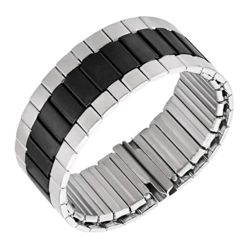MUXUMAO 22mm Edelstahlarmband Armband Universal Männer Frauen Band Metall Uhrenarmband(BLACK SILVER_M) von MUXUMAO