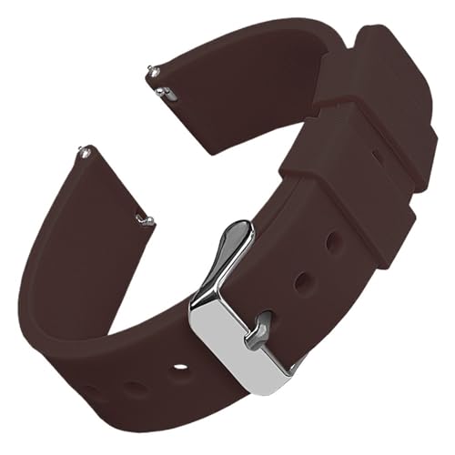 MUXUMAO Allgemeine Silikon-Uhrenarmbänder 14/16/18/19/20/21/22/24 mm, weiche Gummi-Uhrenarmbänder mit Schnellverschluss(Brown,22mm) von MUXUMAO