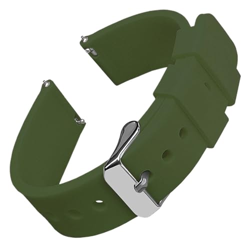 MUXUMAO Allgemeine Silikon-Uhrenarmbänder 14/16/18/19/20/21/22/24 mm, weiche Gummi-Uhrenarmbänder mit Schnellverschluss(Green,21mm) von MUXUMAO