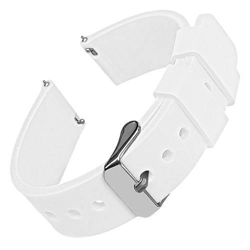 MUXUMAO Allgemeine Silikon-Uhrenarmbänder 14/16/18/19/20/21/22/24 mm, weiche Gummi-Uhrenarmbänder mit Schnellverschluss(White,18mm) von MUXUMAO
