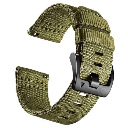 MUXUMAO Canvas Quick Release Nylon Uhrenarmband 20mm 22mm Ersatzuhrenarmbänder for Männer Frauen(Army Green_22mm) von MUXUMAO