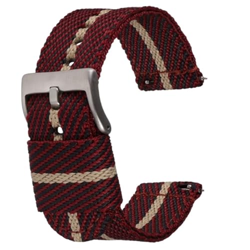 MUXUMAO Canvas Quick Release Nylon Uhrenarmband 20mm 22mm Ersatzuhrenarmbänder for Männer Frauen(Red beige_22mm) von MUXUMAO