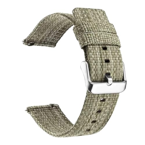 MUXUMAO Canvas-Uhrenarmband mit Schnellverschluss, 18 mm, 20 mm, 22 mm, Nylon-Ersatz-Uhrenarmbänder for Männer und Frauen(Green_18mm) von MUXUMAO
