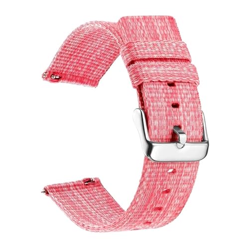MUXUMAO Canvas-Uhrenarmband mit Schnellverschluss, 18 mm, 20 mm, 22 mm, Nylon-Ersatz-Uhrenarmbänder for Männer und Frauen(Pink_20mm) von MUXUMAO