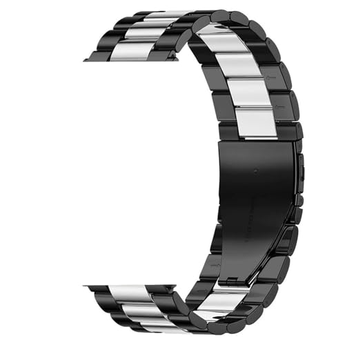 MUXUMAO Edelstahl-Armband Armbanduhr Universal Metall Ersatz Uhrenarmband 20mm 22mm 26mm Schnellverschluss(Black White_22mm) von MUXUMAO