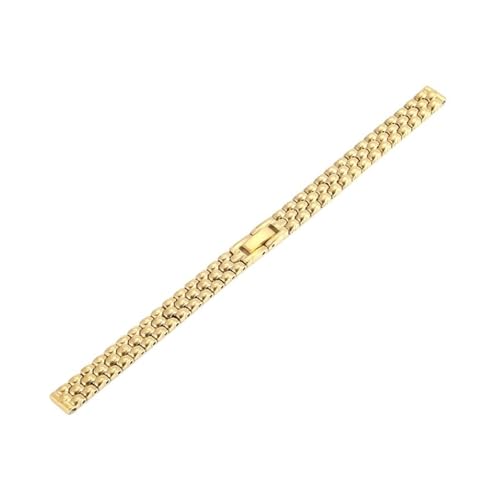 MUXUMAO Edelstahl Massiver Edelstahl Universal Kleine Größe Metall Uhrenarmband Uhrenarmband Damen 6mm 8mm 10mm 12mm 14mm 16mm(Gold,10mm) von MUXUMAO