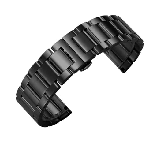 MUXUMAO Edelstahl Uhrenarmband Armband 20mm 22mm Damen Herren Solides Metall Armband Ersatzarmband(Black 1_20mm) von MUXUMAO