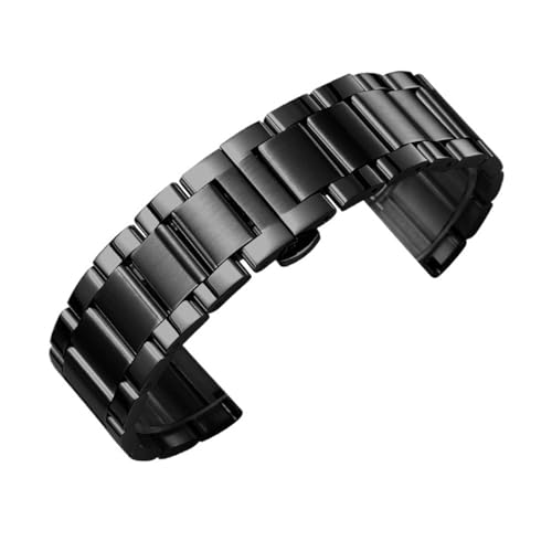 MUXUMAO Edelstahl Uhrenarmband Armband 20mm 22mm Damen Herren Solides Metall Armband Ersatzarmband(Black 2_22mm) von MUXUMAO