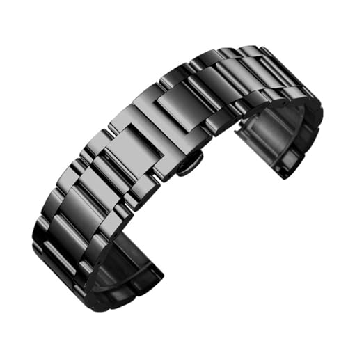 MUXUMAO Edelstahl Uhrenarmband Armband 20mm 22mm Damen Herren Solides Metall Armband Ersatzarmband(Black 3_22mm) von MUXUMAO