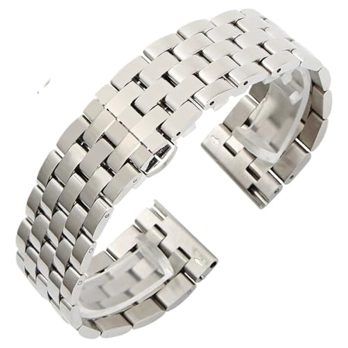 MUXUMAO Edelstahlarmband 12mm 14mm 16mm 18mm 20mm 22mm Massivmetall Uhrenarmband Herren Damen Silber Uhrenarmbänder(Silver_21mm) von MUXUMAO