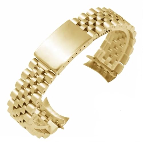 MUXUMAO Edelstahlarmband for Uhren, Ersatzarmband, Metallband, 13 mm, 17 mm, 18 mm, 19 mm, 20 mm, 21 mm, 22 mm(Gold_13mm) von MUXUMAO