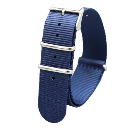 MUXUMAO Geflochtenes Nylon-Uhrenarmband for Männer und Frauen, Schnellverschluss, Edelstahlschnalle, 18 mm, 20 mm, 22 mm(Blue 2_22mm) von MUXUMAO