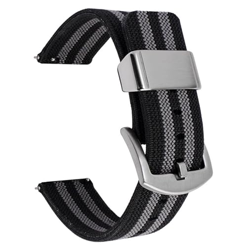 MUXUMAO Geflochtenes Nylon-Uhrenarmband for Männer und Frauen, Schnellverschluss, Edelstahlschnalle, 18 mm, 20 mm, 22 mm, 24 mm(Black Gray_24mm) von MUXUMAO