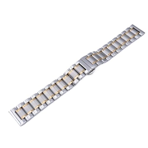 MUXUMAO Männer Frauen Metallarmband 18mm 19mm 20mm 21mm 22mm 24mm Arc Flaches Edelstahlarmband Gebogenes Uhrenarmband(Silver rose_19mm) von MUXUMAO