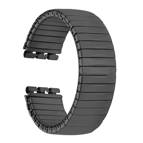 MUXUMAO Metall-Elastikband 17 mm 20 mm Edelstahl Stretch-Erweiterung Silber Uhrenarmband Männer Frauen Armband Zubehör(Black-Matte_20mm) von MUXUMAO