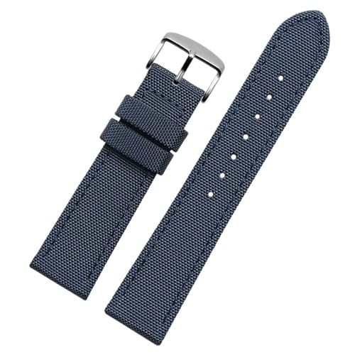 MUXUMAO Nylon-Uhrenarmband, Ersatzarmband, 18/19/20/21/22/24 mm, Herren-Uhrenarmband mit Lederunterseite(Blue,18mm) von MUXUMAO