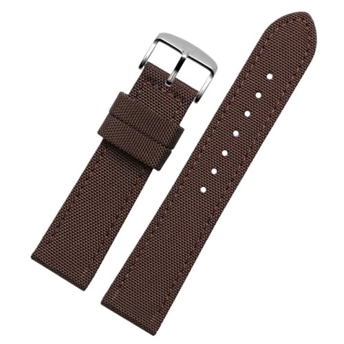 MUXUMAO Nylon-Uhrenarmband, Ersatzarmband, 18/19/20/21/22/24 mm, Herren-Uhrenarmband mit Lederunterseite(Brown,24mm) von MUXUMAO