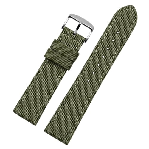 MUXUMAO Nylon-Uhrenarmband, Ersatzarmband, 18/19/20/21/22/24 mm, Herren-Uhrenarmband mit Lederunterseite(Green,22mm) von MUXUMAO