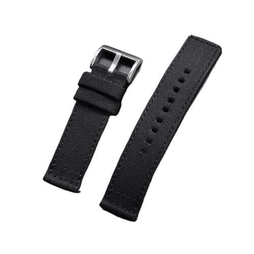 MUXUMAO Nylon Uhrenarmband 20mm 22mm Band Nylon Canvas Armband Männer Frauen Soft Sport(Black_22mm) von MUXUMAO