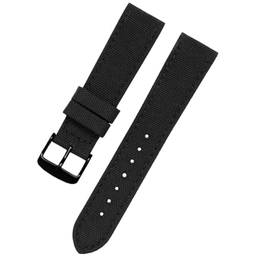 MUXUMAO Nylon-Uhrenarmband for Herren, Armband aus Segeltuch, Sport-Uhrenarmband, bequeme Lederunterseite, 20 mm, 22 mm(Black 2,22mm) von MUXUMAO