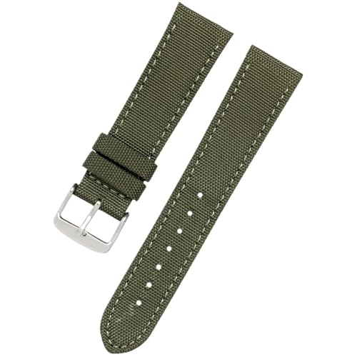 MUXUMAO Nylon-Uhrenarmband for Herren, Armband aus Segeltuch, Sport-Uhrenarmband, bequeme Lederunterseite, 20 mm, 22 mm(Green 1,20mm) von MUXUMAO
