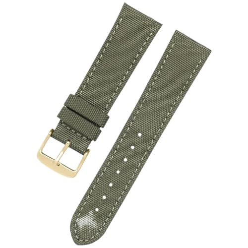 MUXUMAO Nylon-Uhrenarmband for Herren, Armband aus Segeltuch, Sport-Uhrenarmband, bequeme Lederunterseite, 20 mm, 22 mm(Green 3,20mm) von MUXUMAO