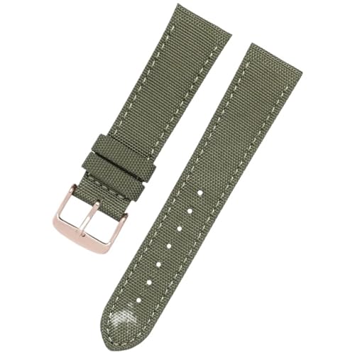 MUXUMAO Nylon-Uhrenarmband for Herren, Armband aus Segeltuch, Sport-Uhrenarmband, bequeme Lederunterseite, 20 mm, 22 mm(Green 4,22mm) von MUXUMAO
