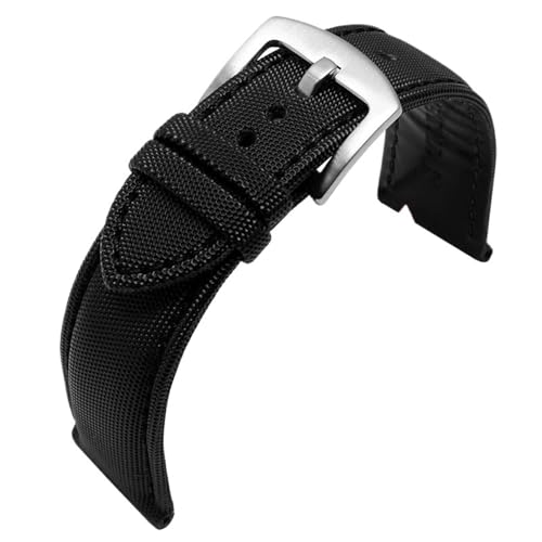 MUXUMAO Quick Release Soft WatchBand 20mm 21mm 22mm 23mm 24mm Nylon Uhrenarmband Herren Canvas Armband(Black1_22mm) von MUXUMAO