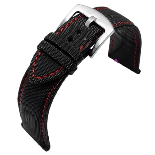 MUXUMAO Quick Release Soft WatchBand 20mm 21mm 22mm 23mm 24mm Nylon Uhrenarmband Herren Canvas Armband(Black3_22mm) von MUXUMAO