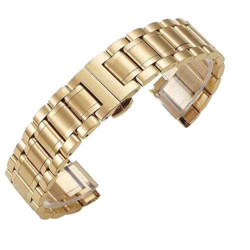 MUXUMAO Schnellverschluss-Ersatzuhrenarmbänder for Herren und Damen, universelle Edelstahl-Uhrenarmbänder 12/14/16/18/20/22 mm, Metallarmband(Gold,22mm) von MUXUMAO