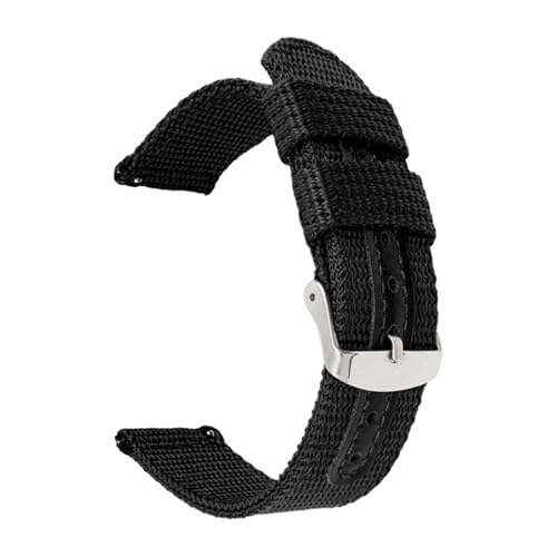 MUXUMAO Schnellverschluss-Nylon-Uhrenarmband 18 mm 20 mm 22 mm 24 mm Universal-Armbänder aus Segeltuch for Herren und Sportuhren(Black_22mm) von MUXUMAO